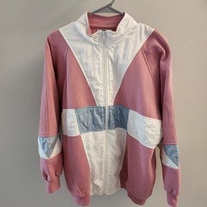 Vintage retro baby pink and blue sweater sports jacket